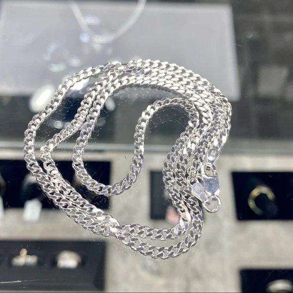 925 Sterling Silver Curb Link Cuban Chain Necklace - Picture 8 of 12